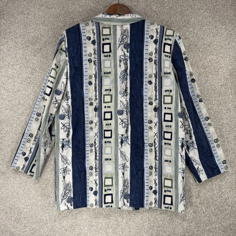 Raphael Lorenzo California VTG 90s Abstract Blazer Women's L Artsy Festival Blue